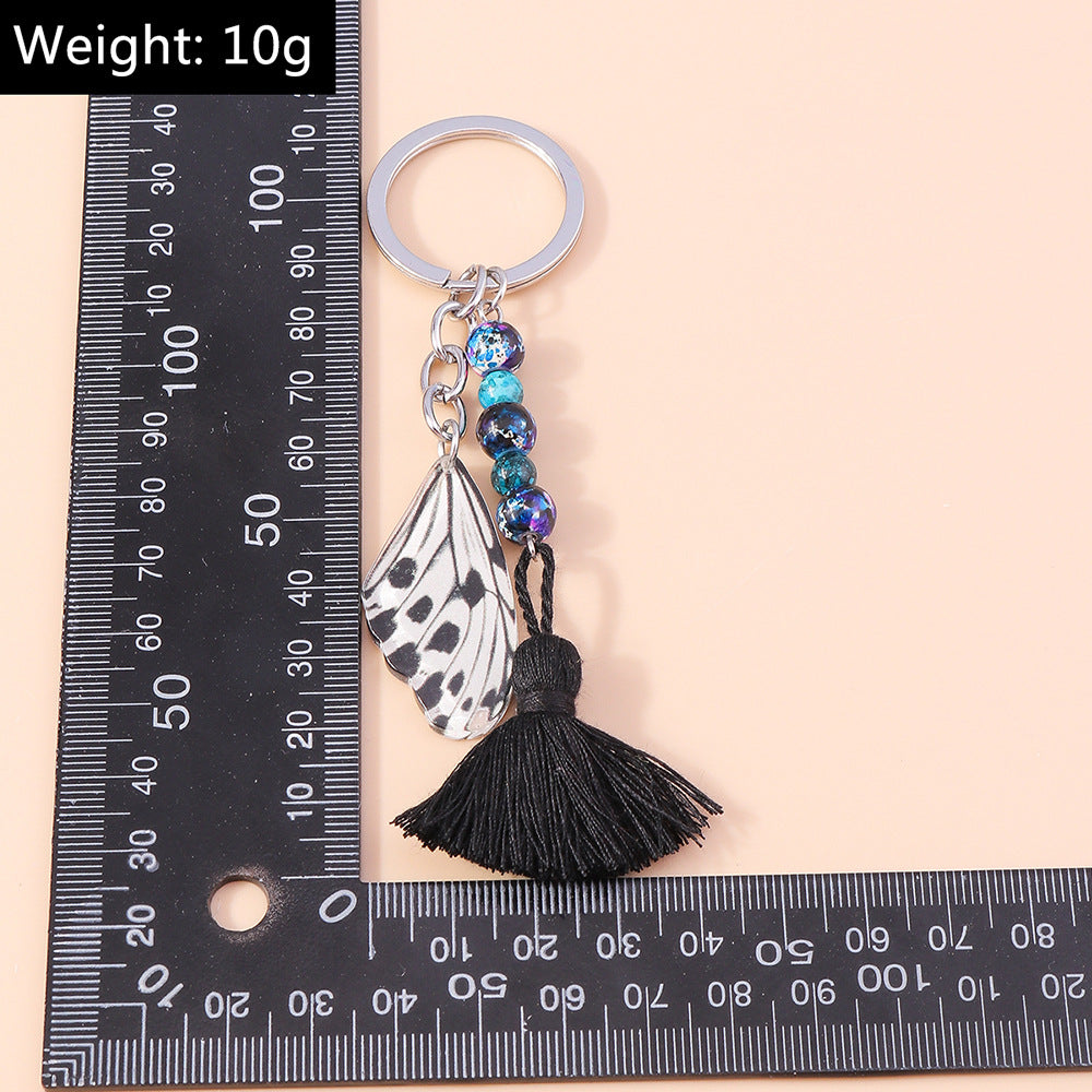 Wholesale Tassel Rice Beads Butterfly Wings Keychain